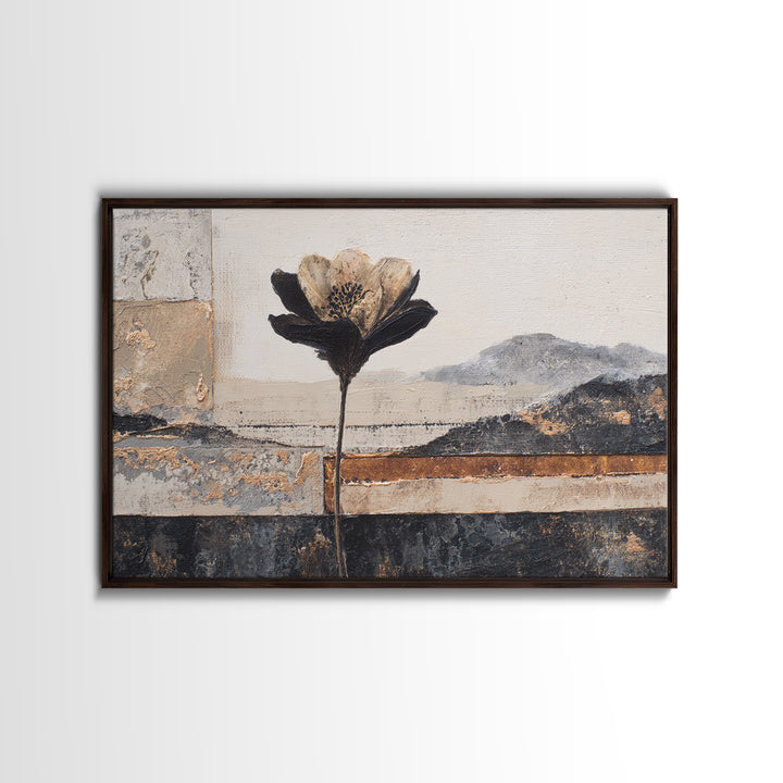 Single Flower Stem Canvas Print, Minimalist Art, Art, Living Room Decor, Oil Painting, Minimal, Canvas Tote Bag, Abstract Art, MIN-3x2-88