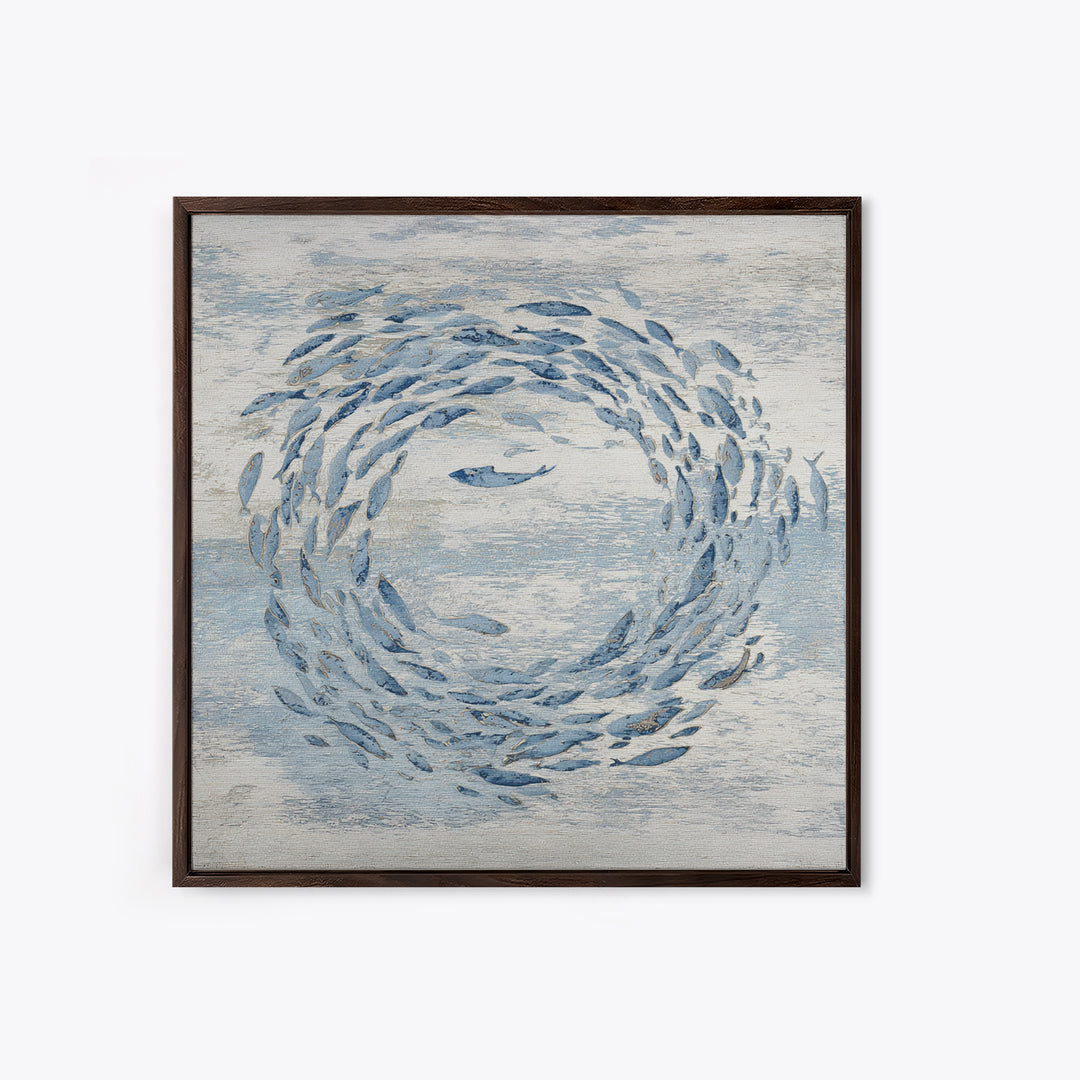 School of Fish Forming a Silver Spiral Canvas Print, Marine Life Art, Modern, Living Room Decor, Marine, Statement Artwork, MLA-1x1-76
