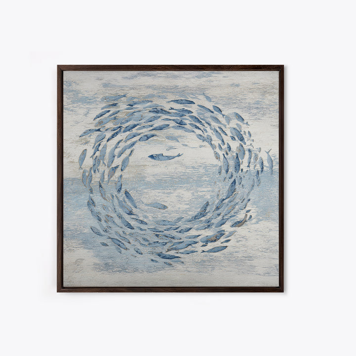 School of Fish Forming a Silver Spiral Canvas Print, Marine Life Art, Modern, Living Room Decor, Marine, Statement Artwork, MLA-1x1-76