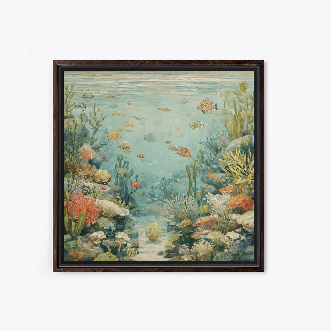 Coral Reef Panorama Canvas Print, Marine Life Art, Handmade Art, Living Room Decor, Fine Art, Marine, Textured Painting, MLA-1x1-81