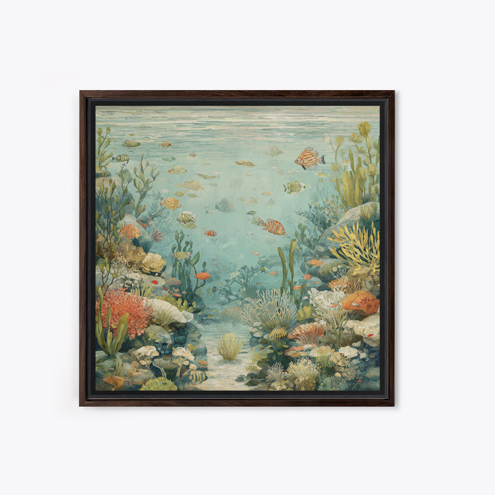 Coral Reef Panorama Canvas Print, Marine Life Art, Handmade Art, Living Room Decor, Fine Art, Marine, Textured Painting, MLA-1x1-81
