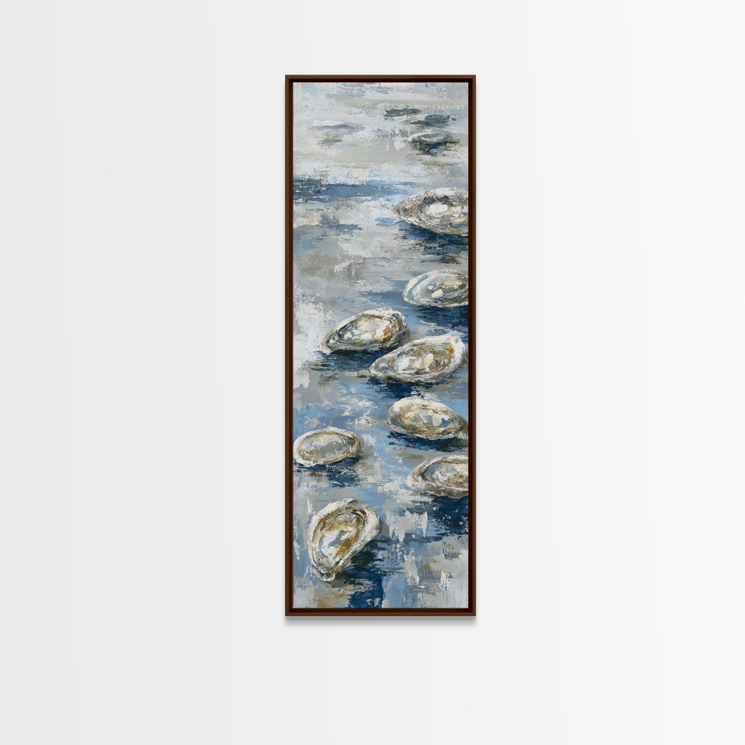 Oyster Shells with Pearly Highlights Canvas Print, Marine Life Art, Surf Poster, Living Room Decor, Fine Art, Marine, MLA-1x3-10