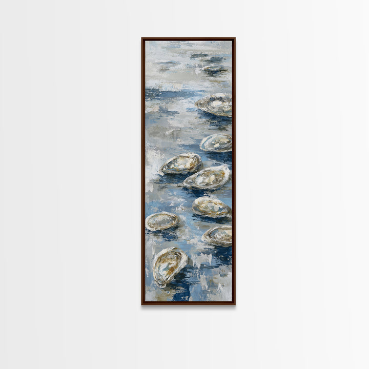 Oyster Shells with Pearly Highlights Canvas Print, Marine Life Art, Surf Poster, Living Room Decor, Fine Art, Marine, MLA-1x3-10