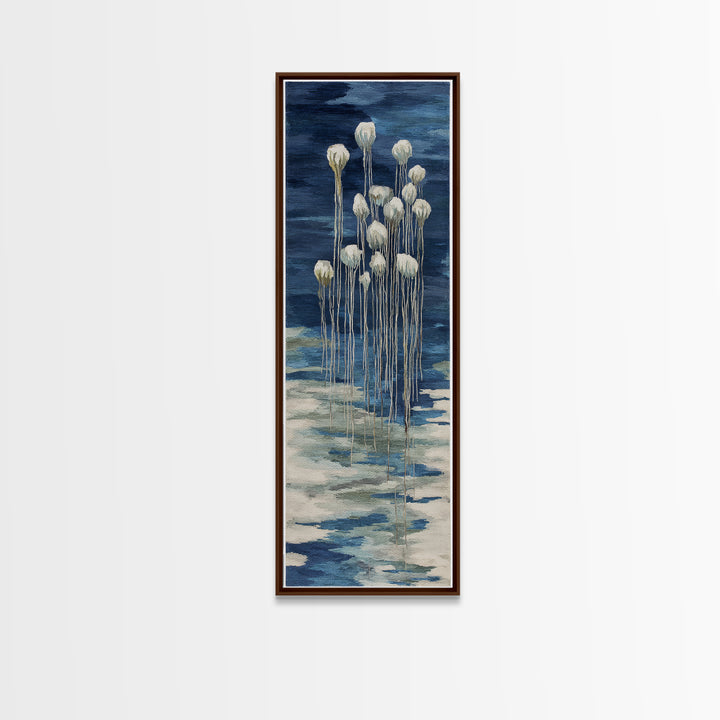 Jellyfish Floating in Luminous Dark Water Canvas Print, Marine Life Art, Fish Art, Living Room Decor, Fine Art, Marine, MLA-1x3-42