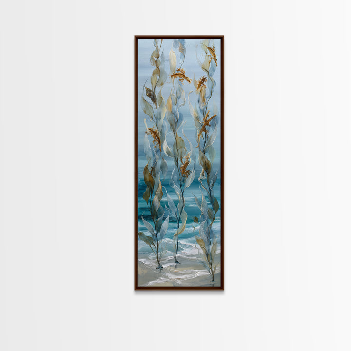 Sea Dragon Drifting Among Kelp Framed Canvas Print, Marine Life Art, Ocean Prints, Living Room Decor, Fine Art, Marine, MLA-1x3-53