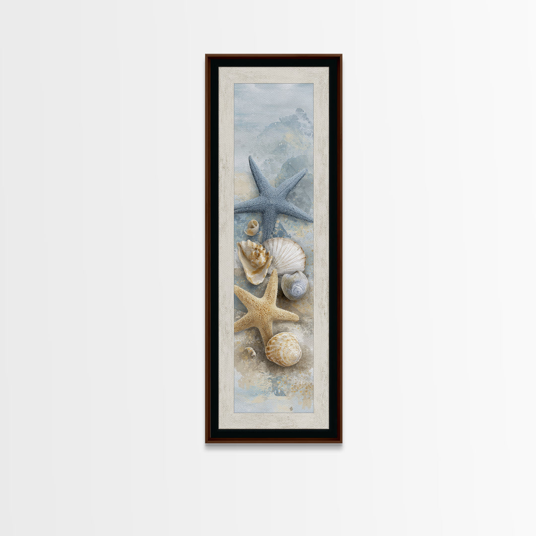 Starfish and Shells Natural Specimen Layout Canvas Print, Marine Life Art, Fine Art Print, Living Room Decor, Fine Art, Marine, MLA-1x3-73