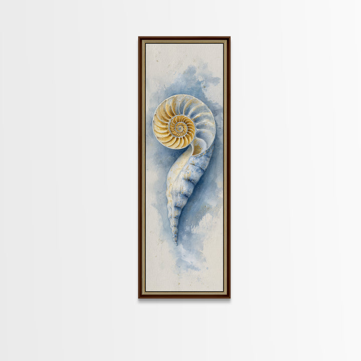 Nautilus Shell Study Canvas Print, Marine Life Art, Coastal Decor, Living Room Decor, Fine Art, Marine, Fish Art, Ocean Decor, MLA-1x3-95