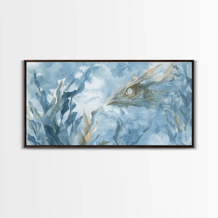 Sea Dragon Drifting Among Kelp Framed Canvas Print, Marine Life Art, Home Decor, Living Room Decor, Fine Art, Marine, MLA-2x1-13