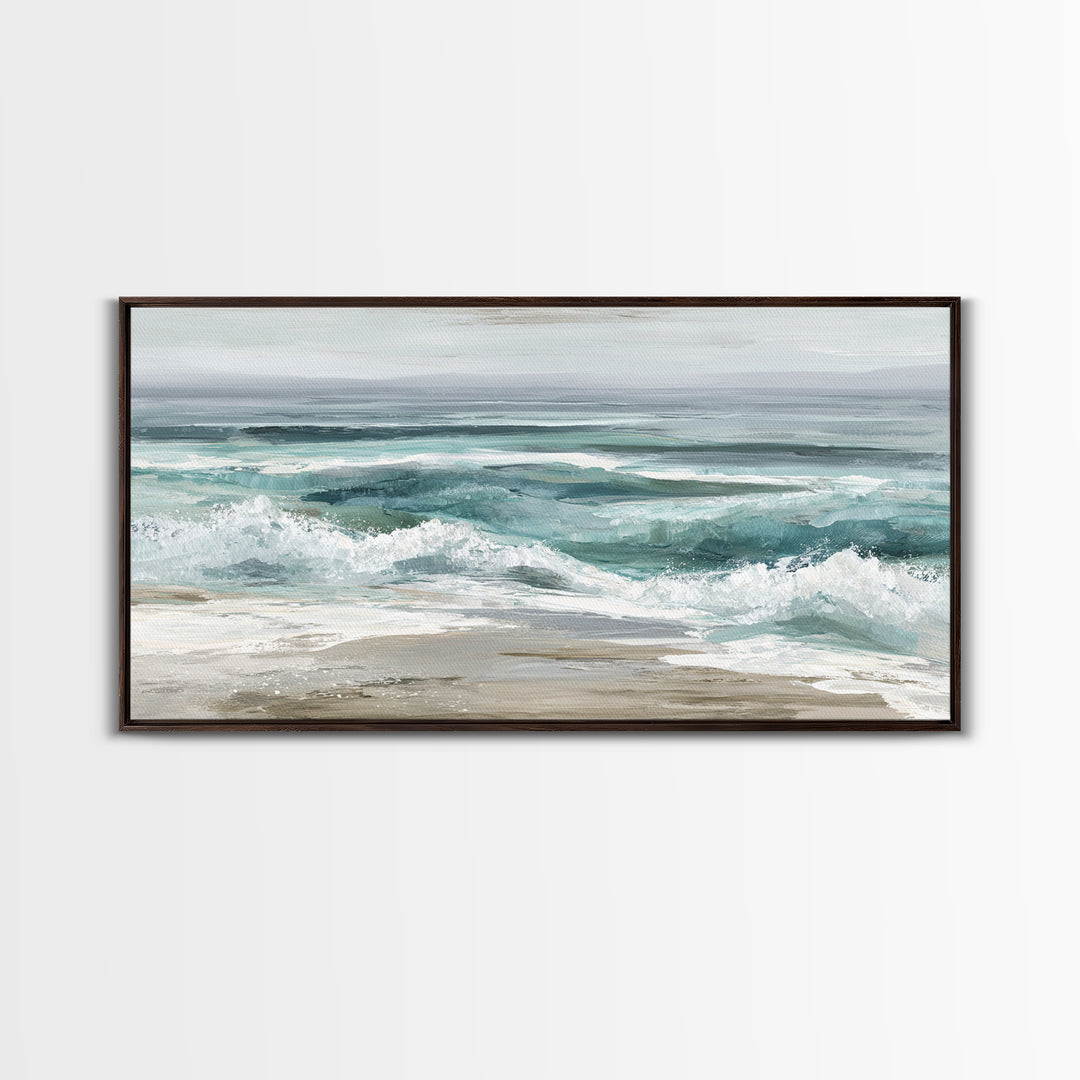 Orca Beneath Northern Lights Framed Canvas Print, Marine Life Art, Textured Painting, Living Room Decor, Fine Art, Marine, MLA-2x1-28