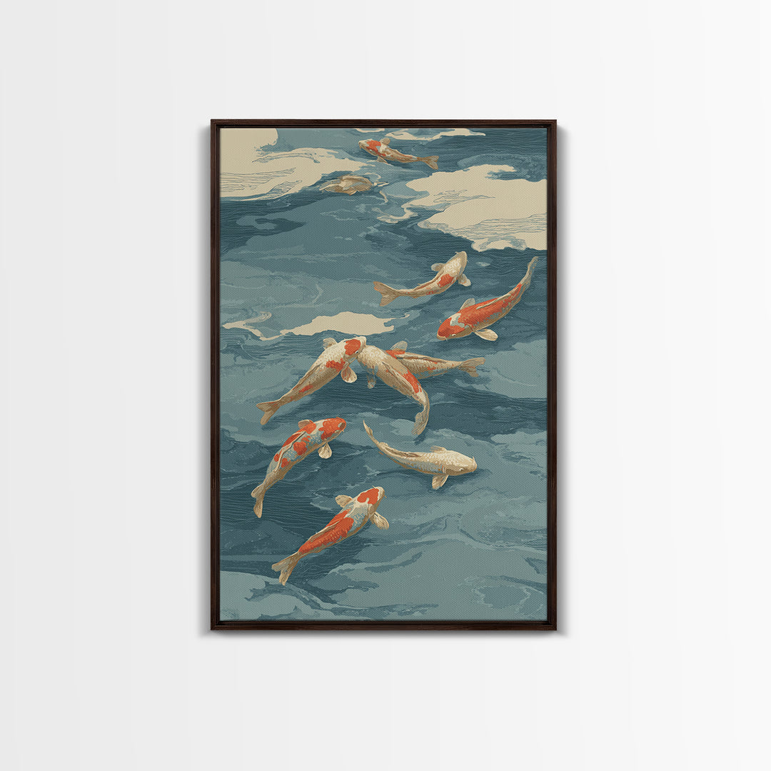 Koi Like Marine Fish Framed Canvas Print, Marine Life Art, Coastal Art, Living Room Decor, Fine Art, Marine, Ocean Prints, MLA-2x3-24