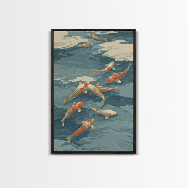 Koi Like Marine Fish Framed Canvas Print, Marine Life Art, Coastal Art, Living Room Decor, Fine Art, Marine, Ocean Prints, MLA-2x3-24