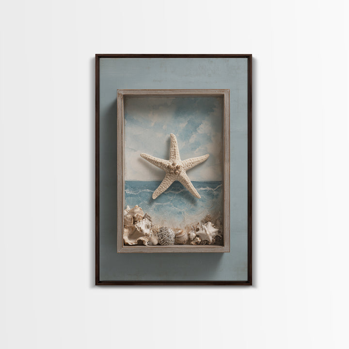 Starfish and Shells Natural Specimen Layout Canvas Print, Marine Life Art, Fine Art Print, Living Room Decor, Fine Art, Marine, MLA-2x3-45