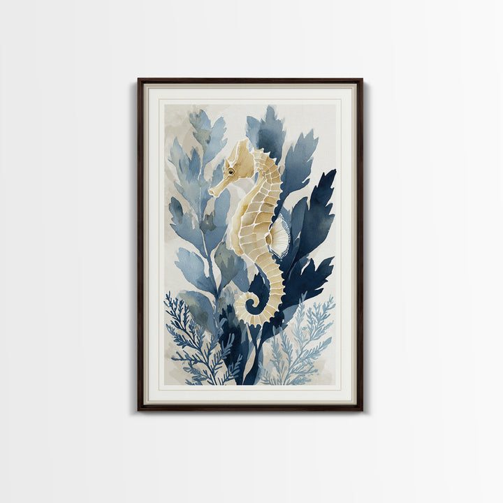 Sea Dragon Drifting Among Kelp Framed Canvas Print, Marine Life Art, Textured Painting, Living Room Decor, Fine Art, Marine, MLA-2x3-73
