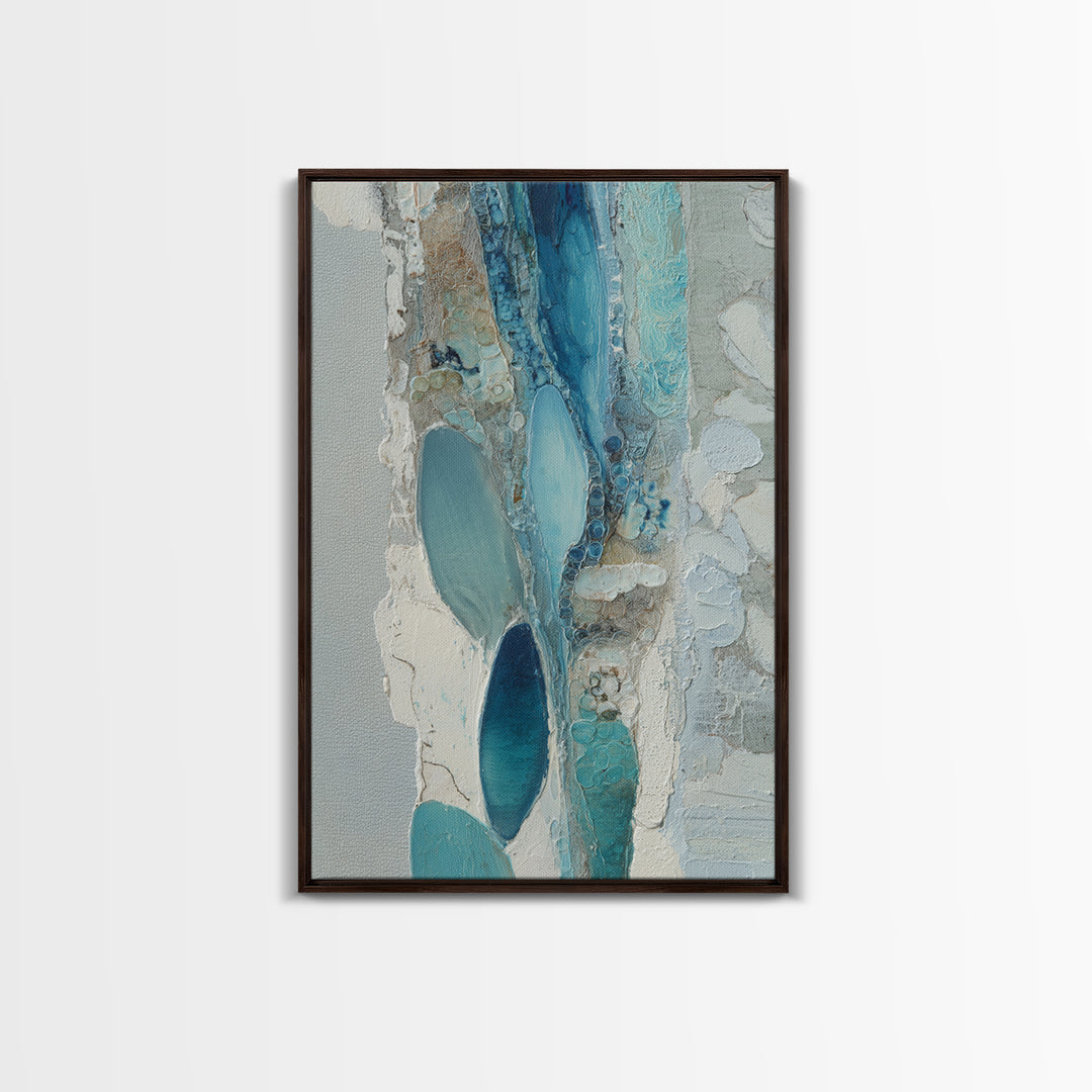 Squid in a Mysterious Midnight Sea Framed Canvas Print, Marine Life Art, Modern Art Print, Living Room Decor, Fine Art, Marine, MLA-2x3-75