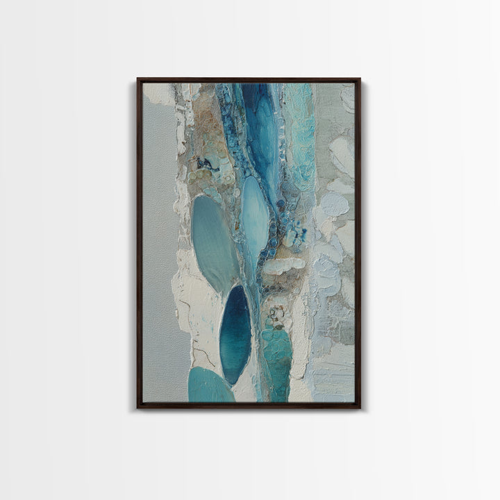 Squid in a Mysterious Midnight Sea Framed Canvas Print, Marine Life Art, Modern Art Print, Living Room Decor, Fine Art, Marine, MLA-2x3-75