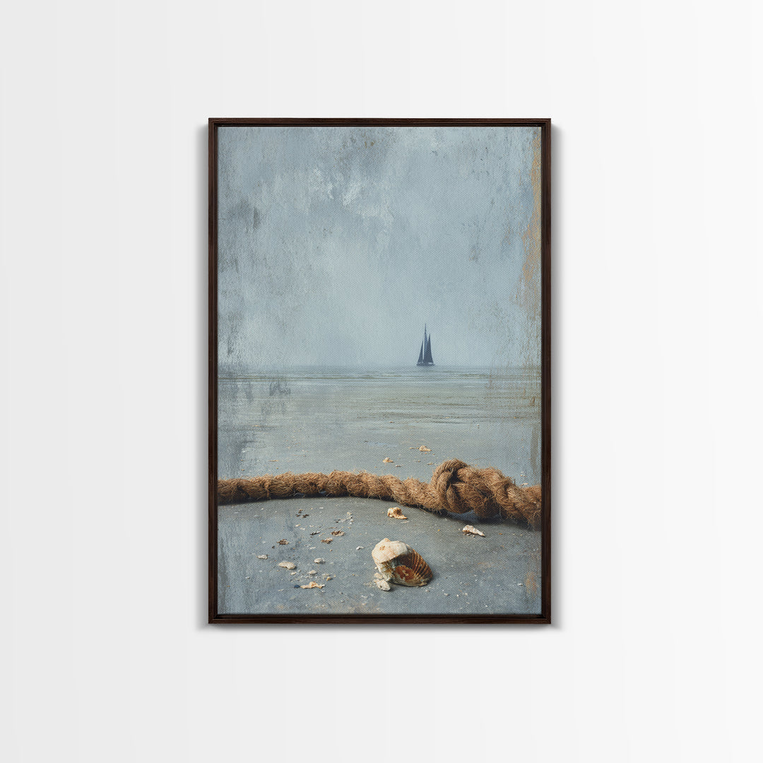 Shark Silhouette in Deep Blue Light Framed Canvas Print, Marine Life Art, Nautical Wall Art, Living Room Decor, Abstract Art, MLA-2x3-92