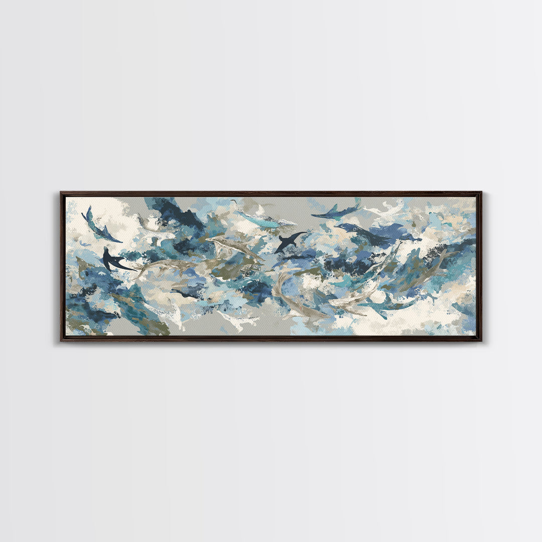 Sea Dragon Drifting Among Kelp Framed Canvas Print, Marine Life Art, Beach Prints, Living Room Decor, Fine Art, Marine, MLA-3x1-57