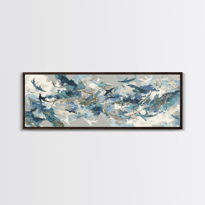 Sea Dragon Drifting Among Kelp Framed Canvas Print, Marine Life Art, Beach Prints, Living Room Decor, Fine Art, Marine, MLA-3x1-57
