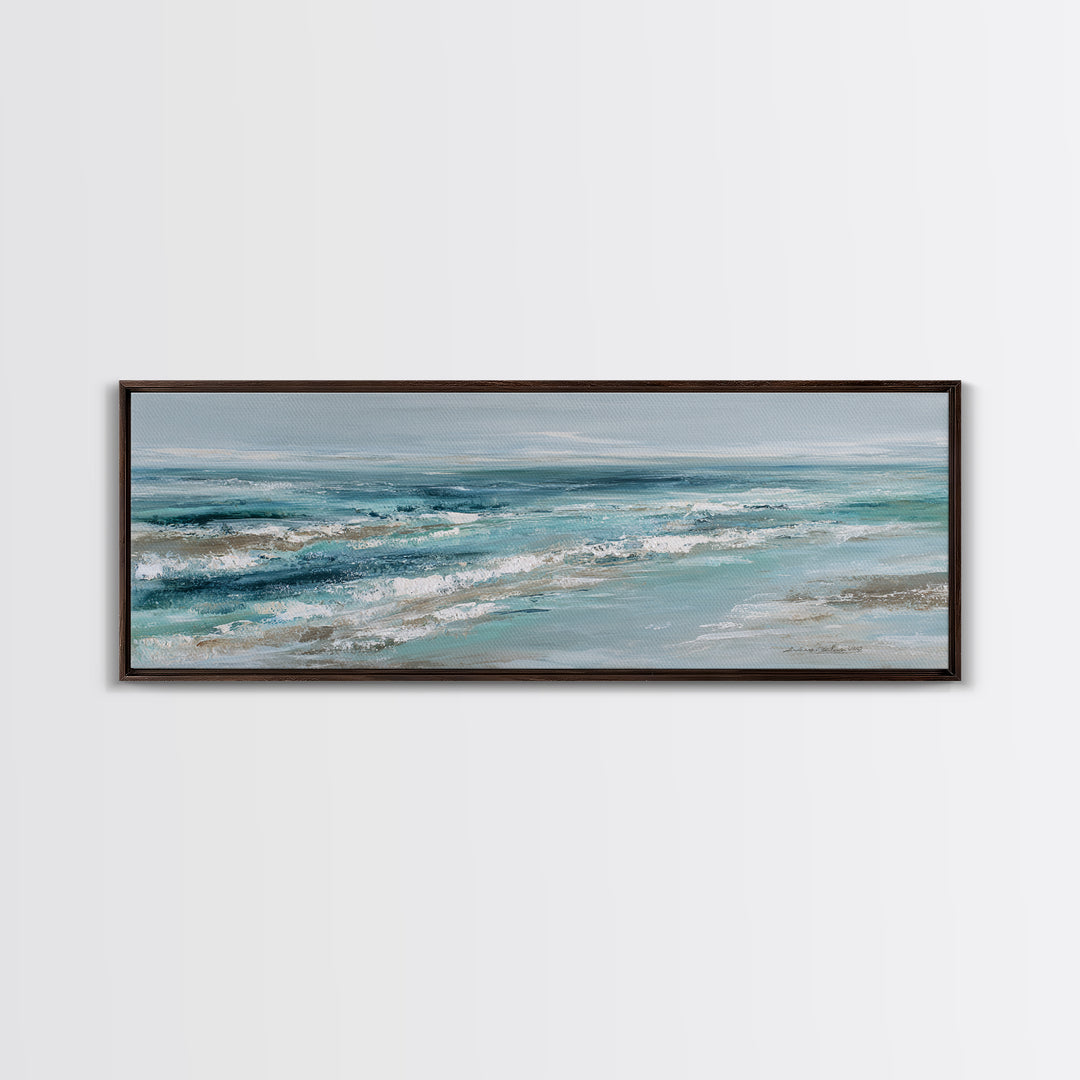 Orca Beneath Northern Lights Framed Canvas Print, Marine Life Art, Textured Painting, Living Room Decor, Fine Art, Marine, MLA-3x1-72
