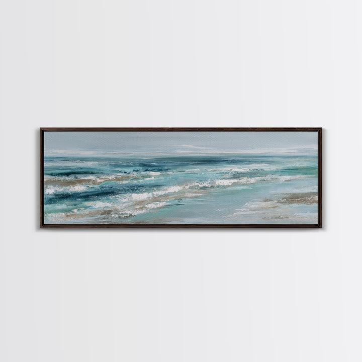 Orca Beneath Northern Lights Framed Canvas Print, Marine Life Art, Textured Painting, Living Room Decor, Fine Art, Marine, MLA-3x1-72