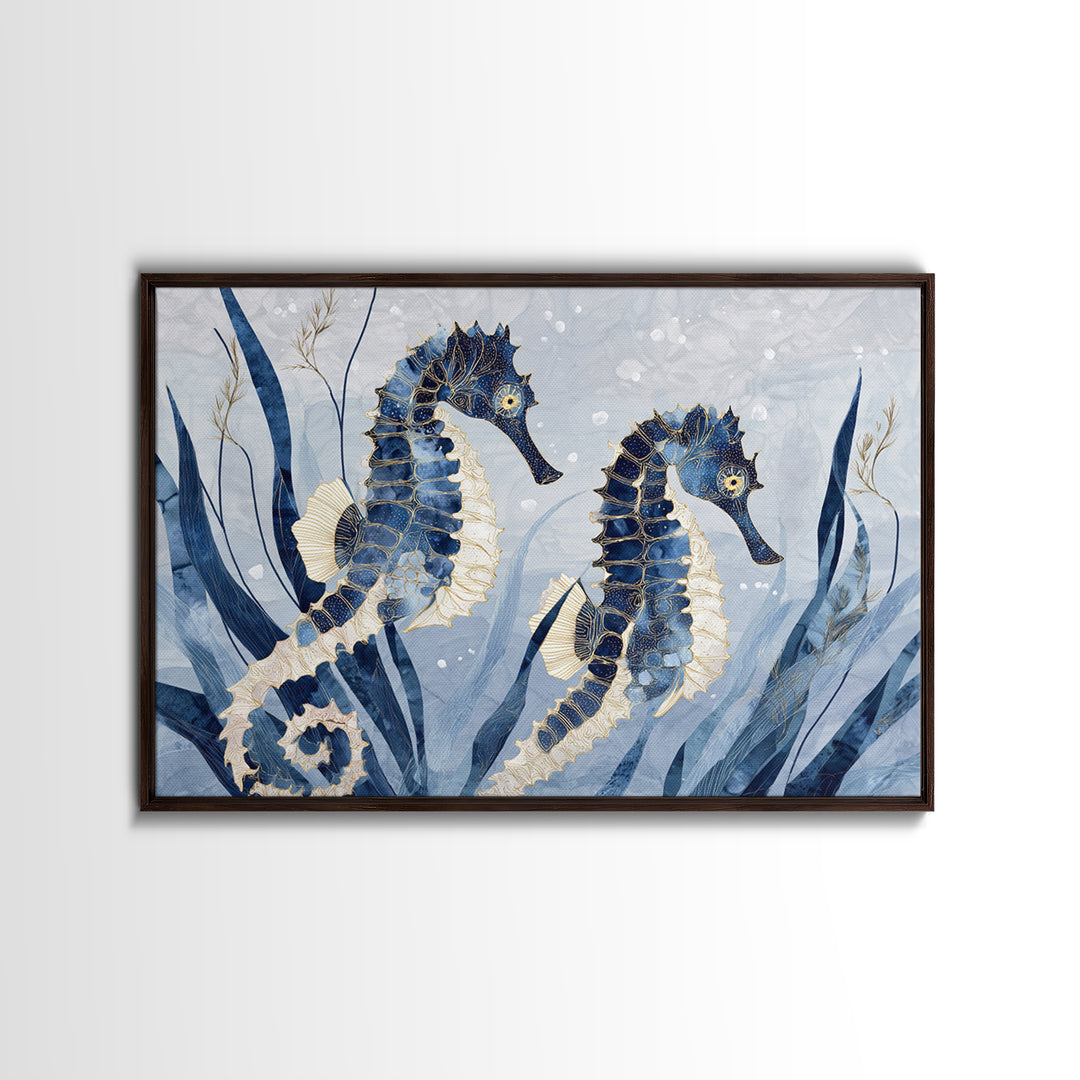Seahorse Pair Among Sea Grass Canvas Print, Marine Life Art, Coastal Decor, Living Room Decor, Fine Art, Marine, Fish Art, MLA-3x2-33