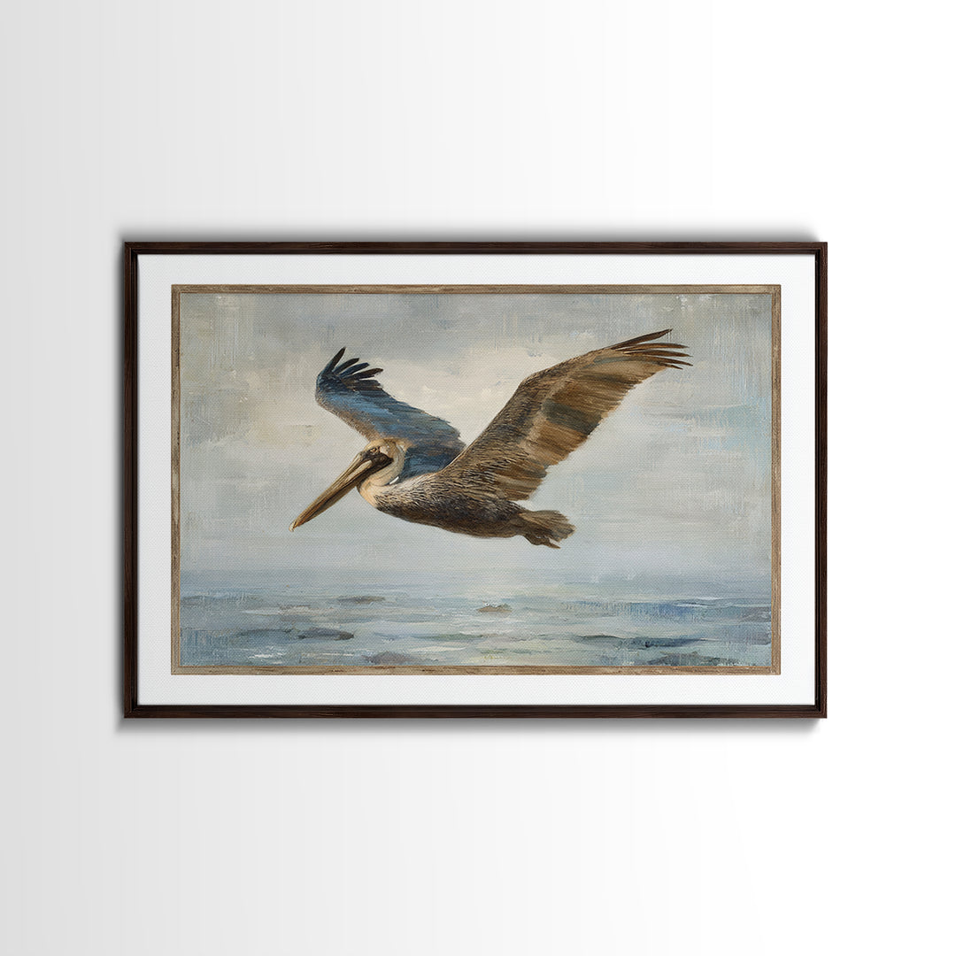 Pelican Diving Toward Fish Near Surface Canvas Print, Marine Life Art, Nautical Decor, Living Room Decor, Fine Art, Marine, MLA-3x2-51