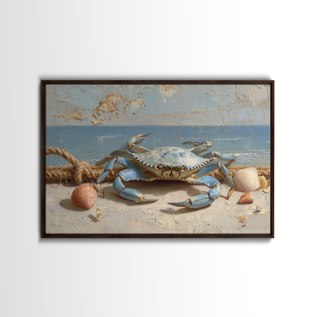 Blue Crab with Painterly Shell Texture Canvas Print, Marine Life Art, Printable Wall Art, Living Room Decor, Fine Art, Marine, MLA-3x2-62
