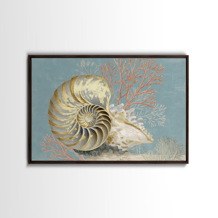 Nautilus Shell Study Framed Canvas Print, Marine Life Art, Ocean Art, Living Room Decor, Fine Art, Marine, Pastel Wall Art, MLA-3x2-87