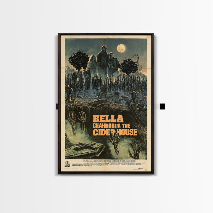 Three Graves Under The Cider House, Italian Horror Film Poster, Retro Gothic Cinema Art, Vintage Halloween Wall Art, Framed Canvas Print