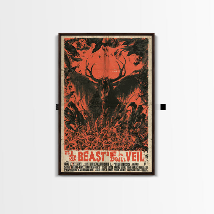 The Beast Beneath The Wedding Veil, Italian Horror Film Poster, Retro Gothic Cinema Art, Vintage Halloween Wall Art, Framed Canvas Print