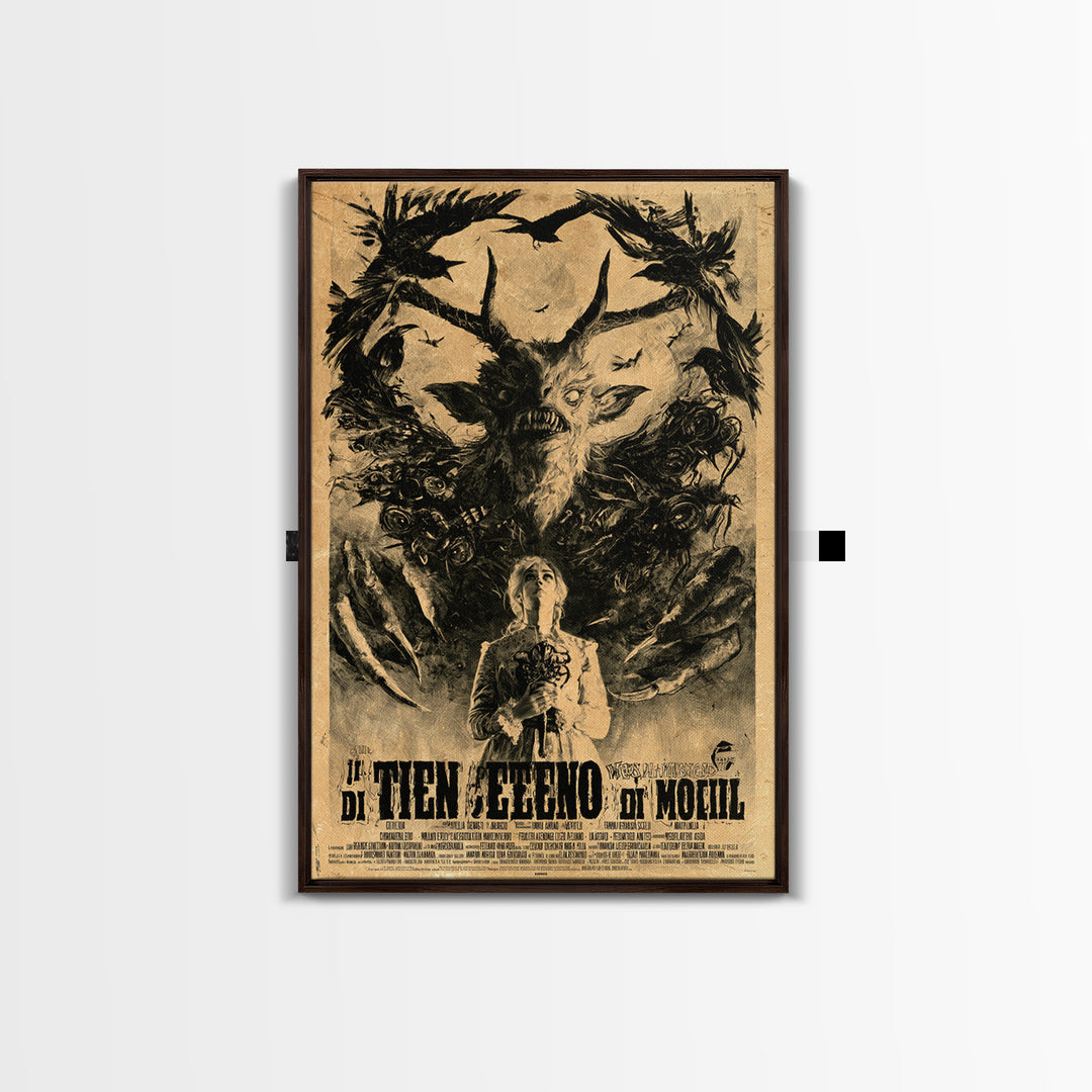 The Devil Wears Our Mother's Voice, Italian Horror Film Poster, Retro Gothic Cinema Art, Vintage Halloween Wall Art, Framed Canvas Print