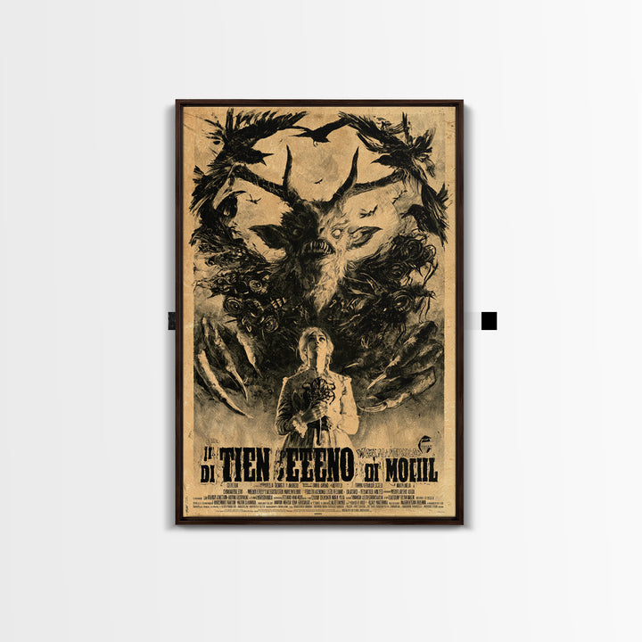 The Devil Wears Our Mother's Voice, Italian Horror Film Poster, Retro Gothic Cinema Art, Vintage Halloween Wall Art, Framed Canvas Print