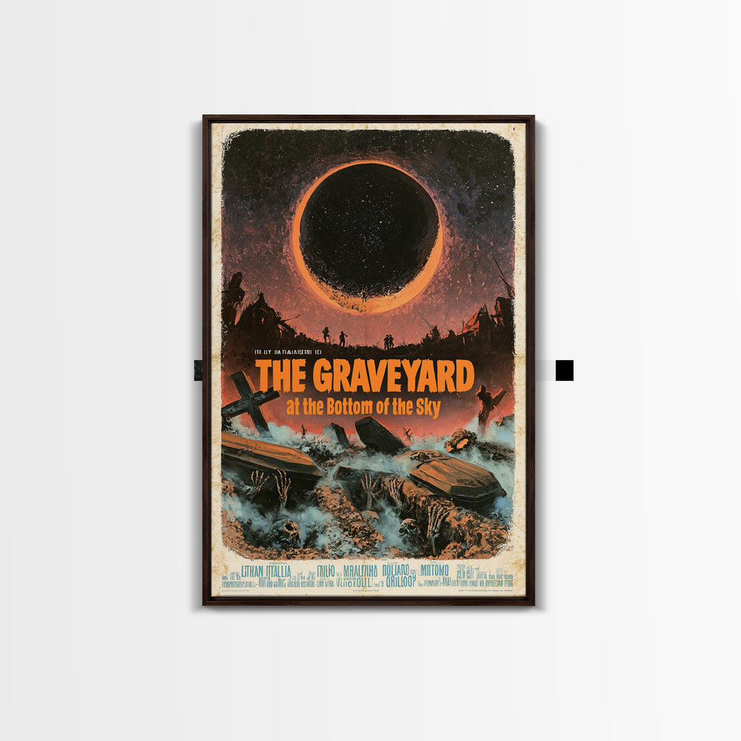 The Graveyard At The Bottom Of The Sky, Italian Horror Film Poster, Retro Gothic Cinema Art, Vintage Halloween Wall Art, Framed Canvas Print