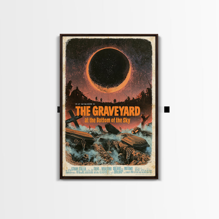 The Graveyard At The Bottom Of The Sky, Italian Horror Film Poster, Retro Gothic Cinema Art, Vintage Halloween Wall Art, Framed Canvas Print
