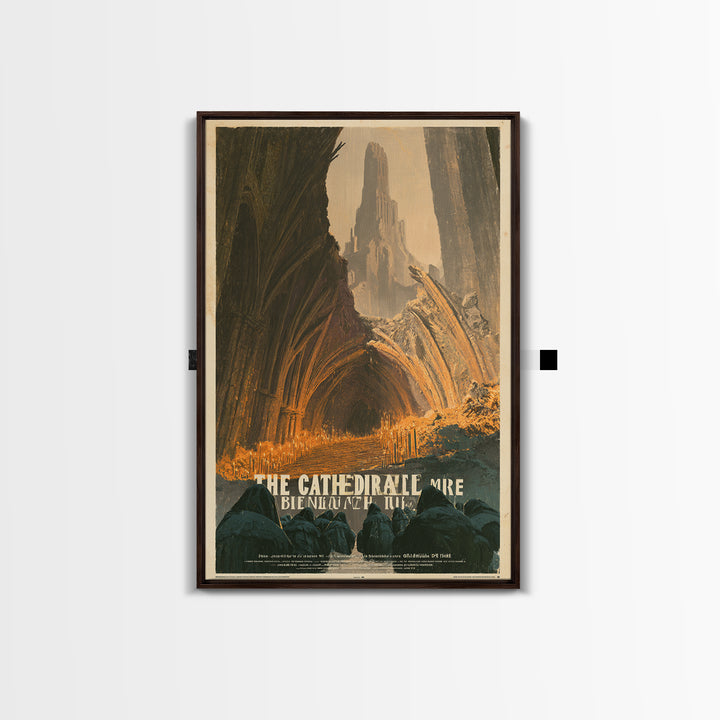 The Cathedral Beneath The Mire, French Horror Film Poster, Retro Gothic Cinema Art, Vintage Halloween Wall Art, Framed Canvas Print
