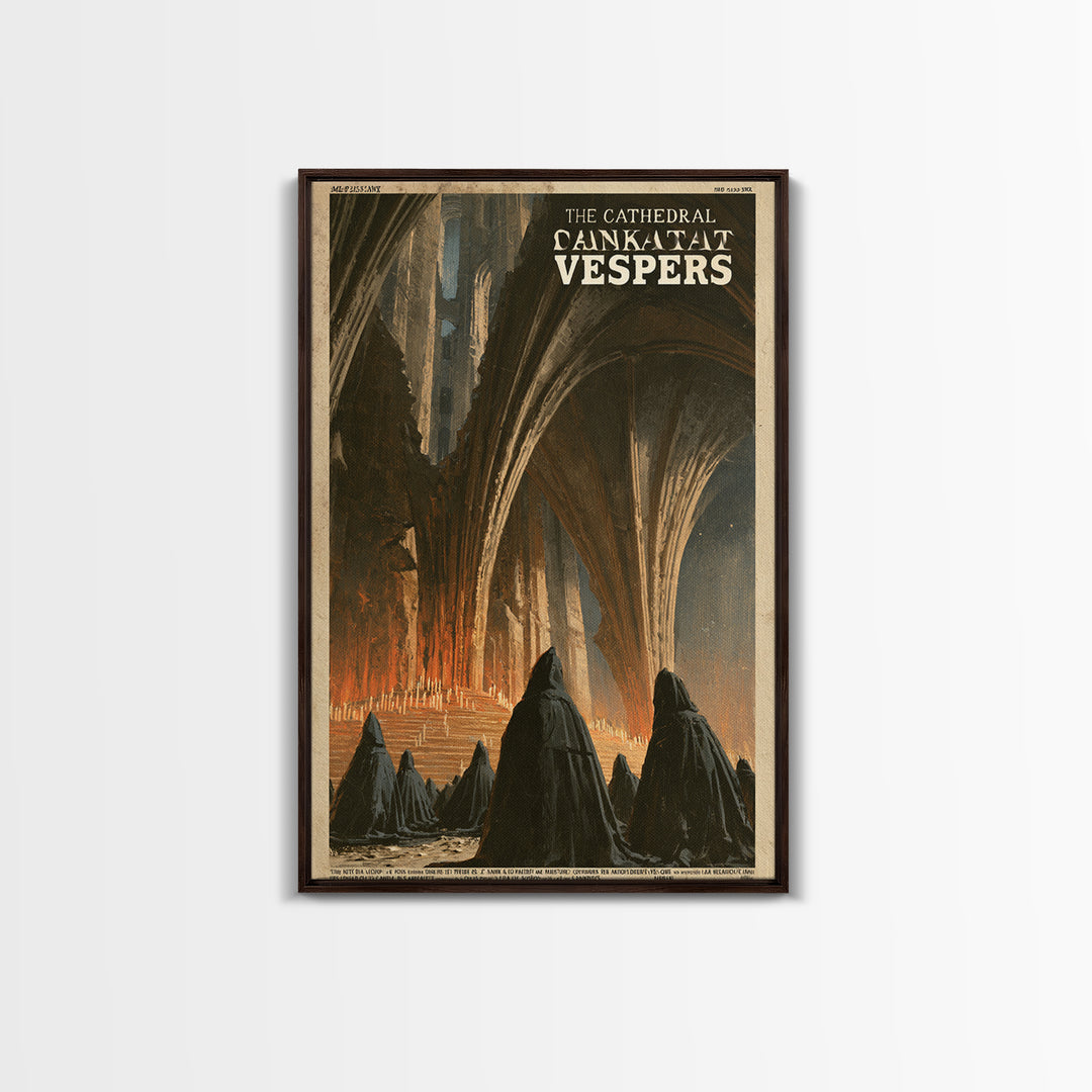 The Cathedral That Sank At Vespers, French Horror Film Poster, Retro Gothic Cinema Art, Vintage Halloween Wall Art, Framed Canvas Print