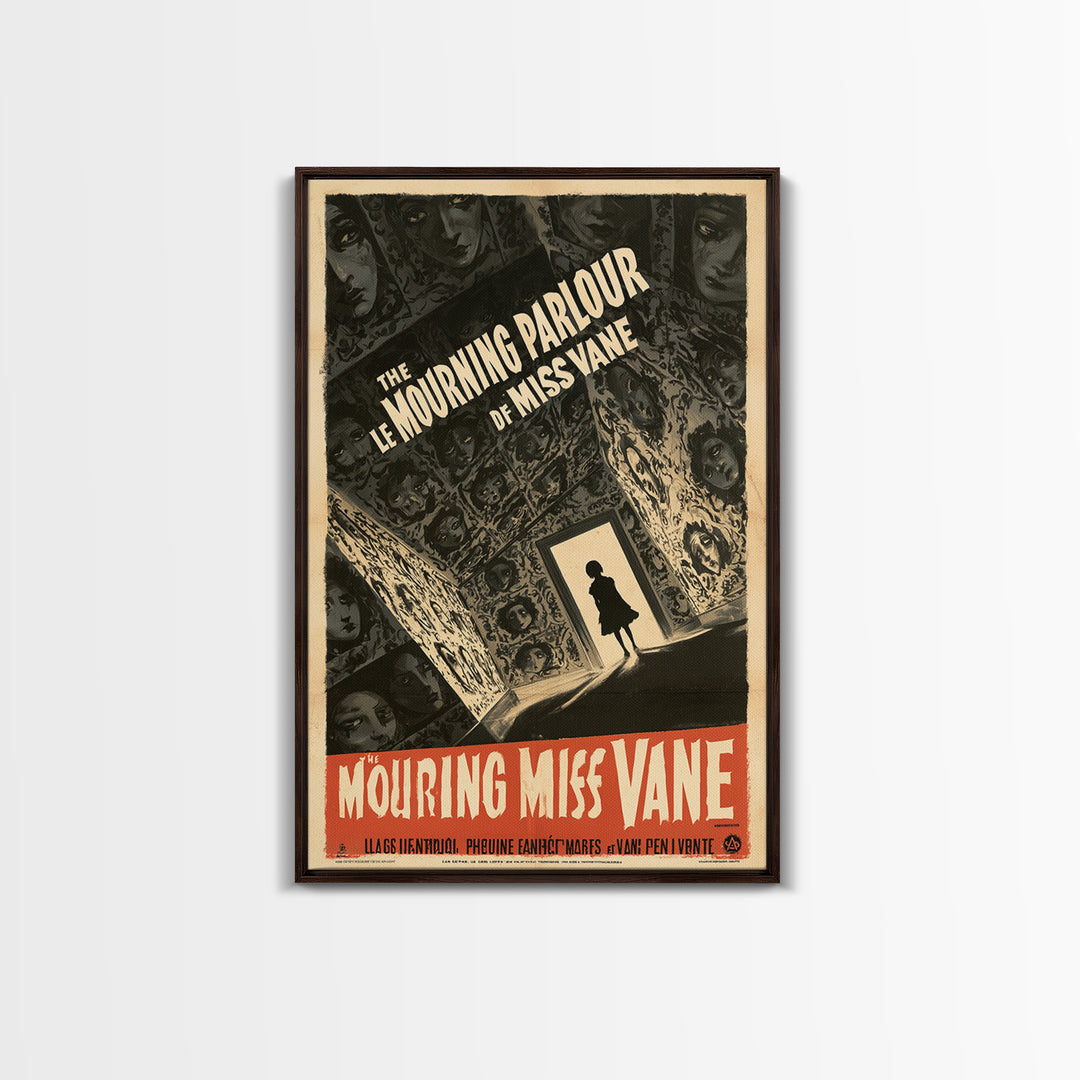 The Mourning Parlour Of Miss Vane, French Horror Film Poster, Retro Gothic Cinema Art, Vintage Halloween Wall Art, Framed Canvas Print