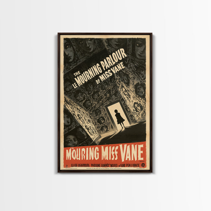 The Mourning Parlour Of Miss Vane, French Horror Film Poster, Retro Gothic Cinema Art, Vintage Halloween Wall Art, Framed Canvas Print
