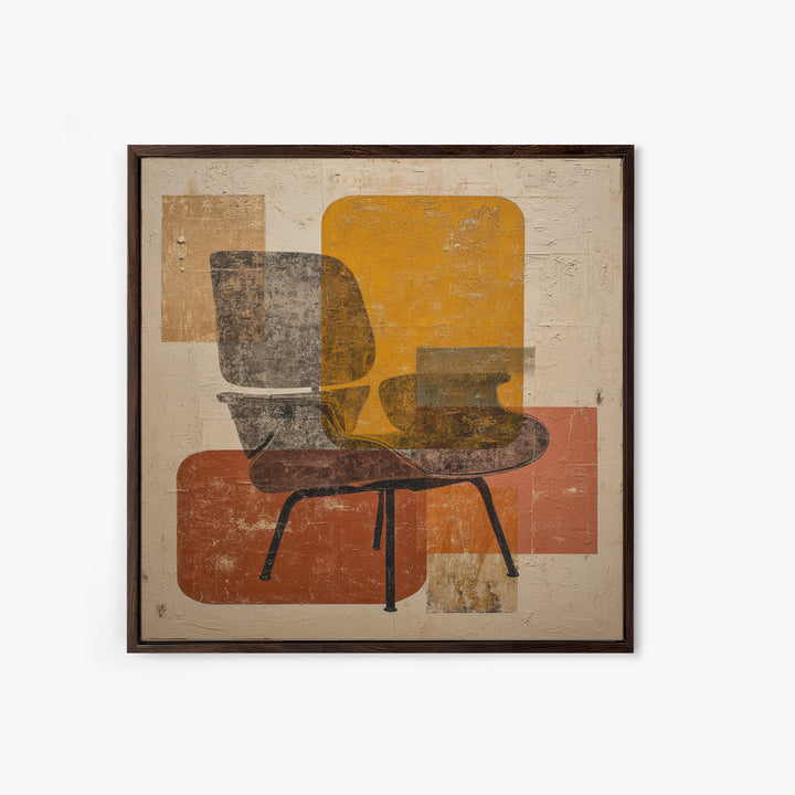 Eames Era Chair Silhouette as Graphic Art Canvas Print, Midcentury Modern Art, Minimalist Wall Art, Living Room Decor, Retro, MMA-1x1-100