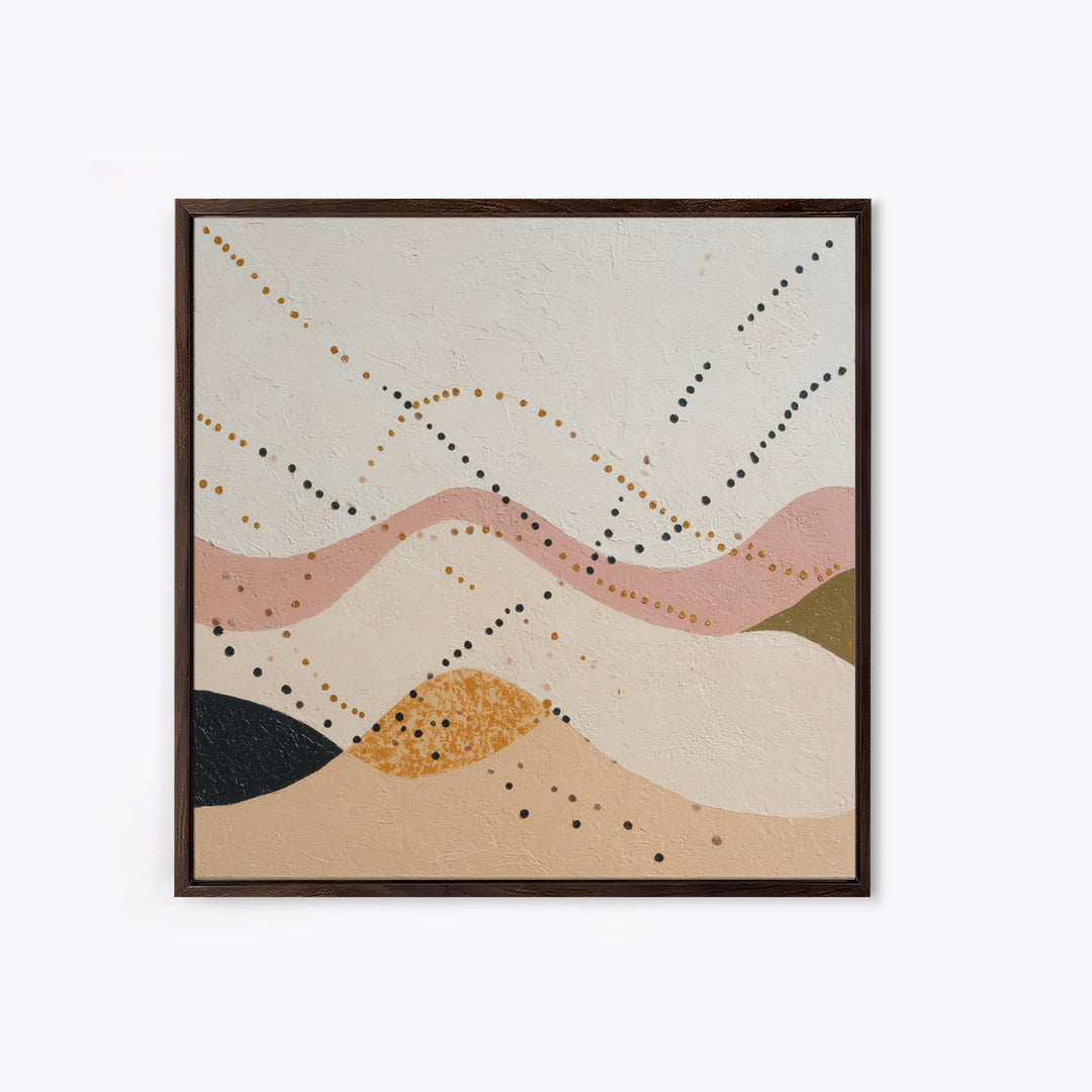 Minimal Mountain Scene Framed Canvas Print, Midcentury Modern Art, Abstract Wall Art, Living Room Decor, Watercolor Art, Retro, MMA-1x1-39