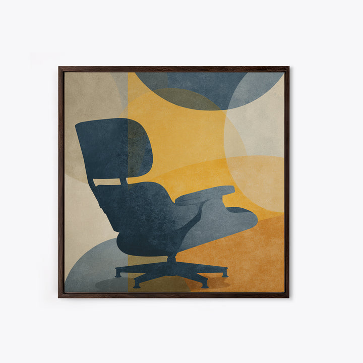 Eames Era Chair Silhouette as Graphic Art Canvas Print, Midcentury Modern Art, Living Room Decor, Watercolor Art, Retro, MMA-1x1-4