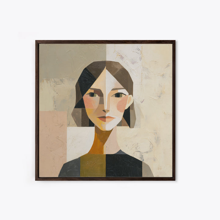 Mod Female Portrait Canvas Print, Midcentury Modern Art, Minimalist Wall Art, Living Room Decor, Fine Art, Retro, MMA-1x1-55