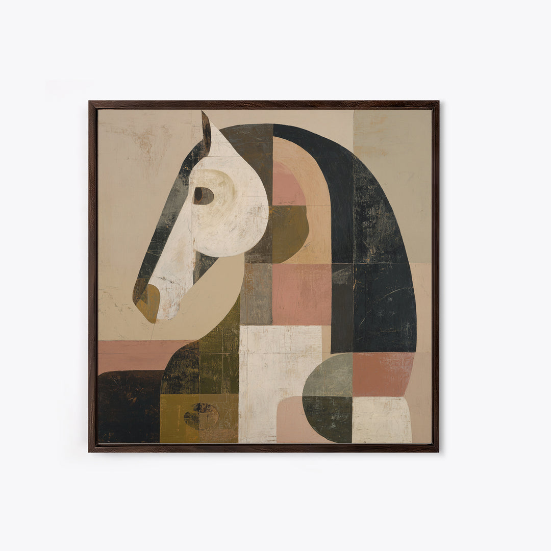 Mid Century Horse Framed Canvas Print, Midcentury Modern Art, Modern Decor, Living Room Decor, Fine Art, Retro, Poster, MMA-1x1-67