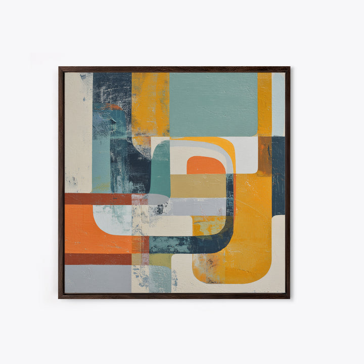Boomerang Shapes in Mustard Teal and Coral Canvas Print, Midcentury Modern Art, Home Decor, Living Room Decor, Retro, MMA-1x1-73