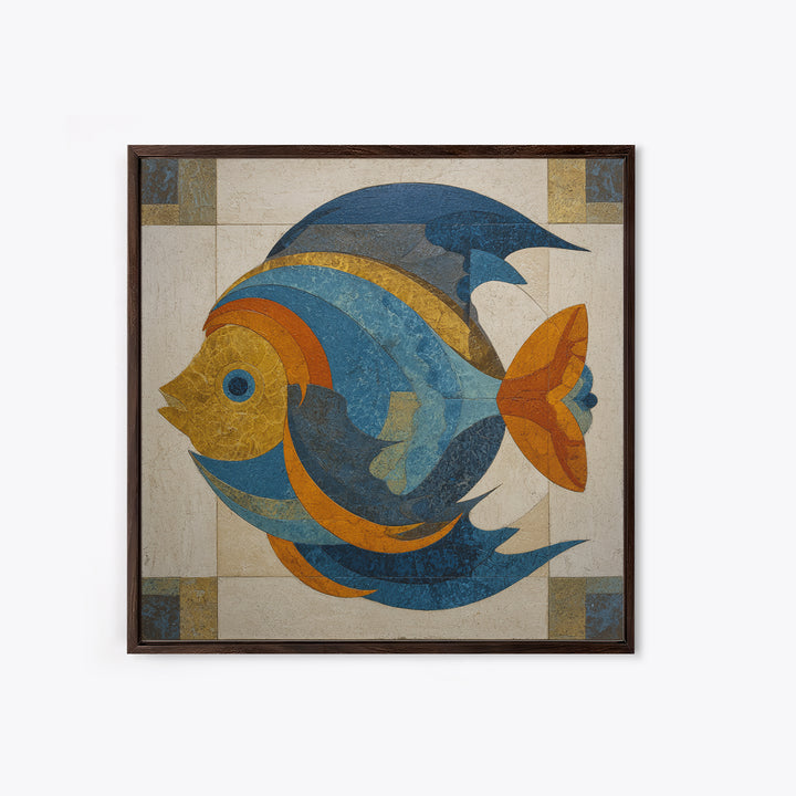 Abstract Fish Shapes Canvas Print, Midcentury Modern Art, Neutral Decor, Living Room Decor, Fine Art, Retro, Home Decor, MMA-1x1-90