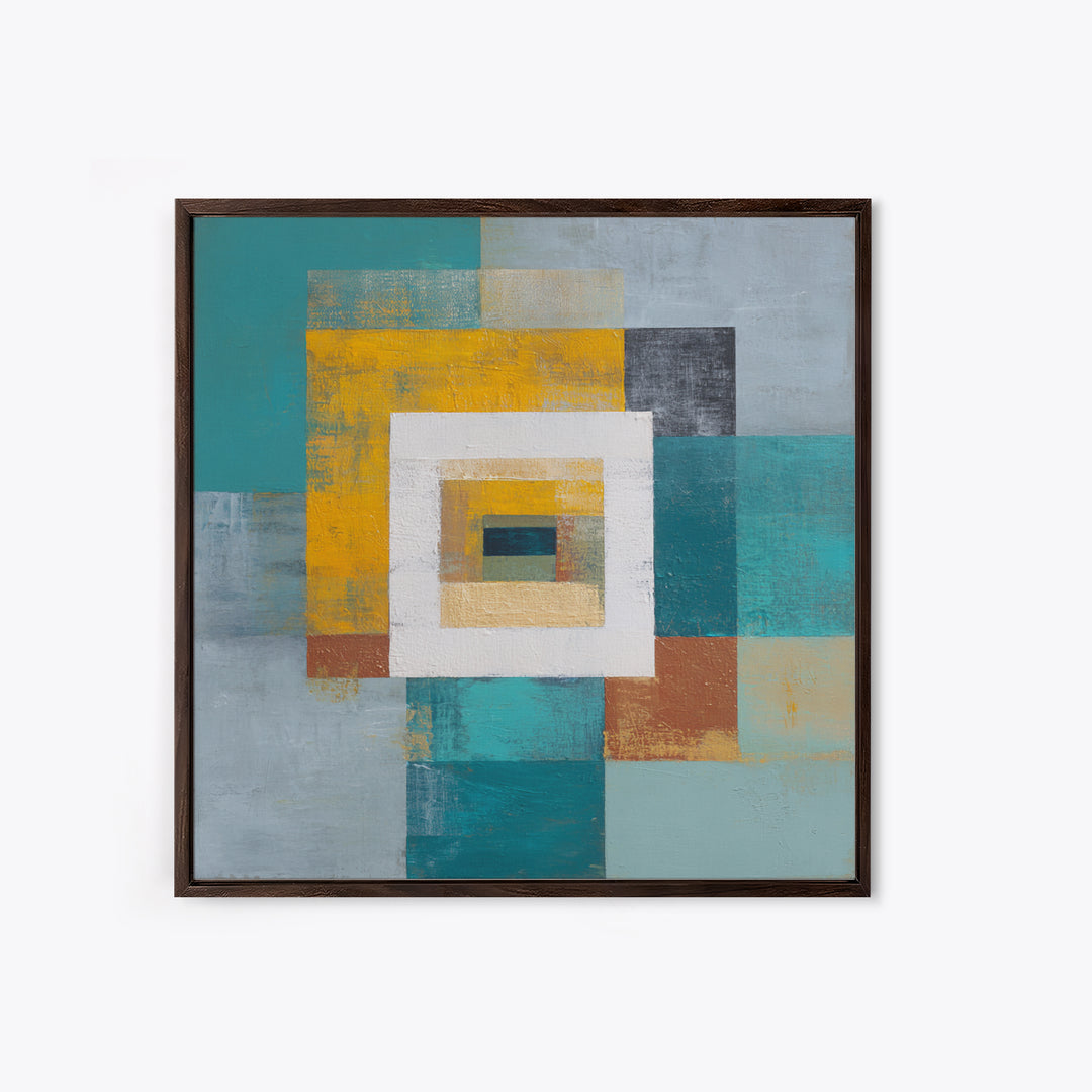 Teal Sofa Era Abstract Pattern Without Furniture Canvas Print, Midcentury Modern Art, Digital Prints, Living Room Decor, Retro, MMA-1x1-96