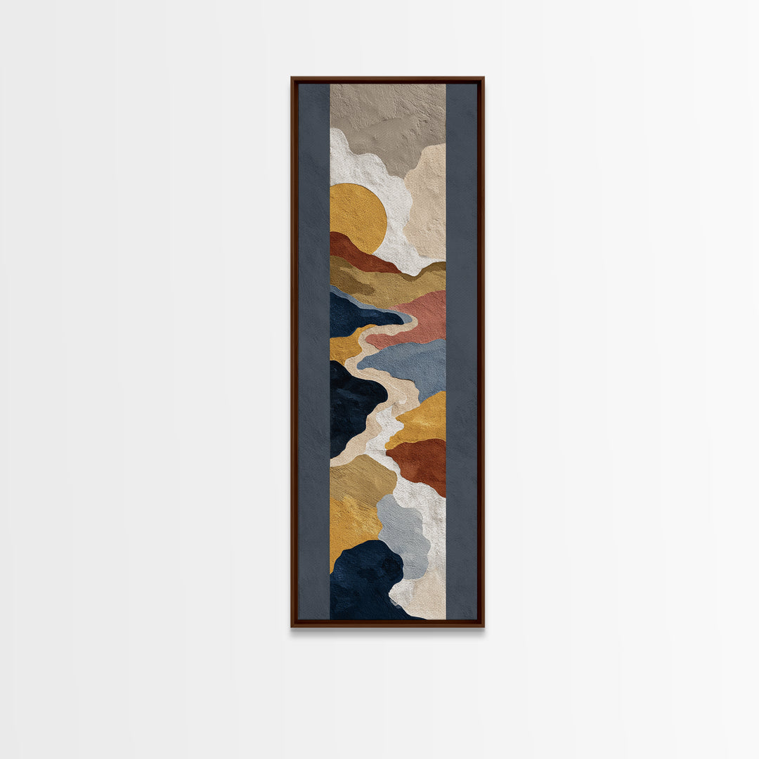 Large Sun and Hill Shapes Canvas Print, Midcentury Modern Art, Poster, Living Room Decor, Retro, Art Deco, Original Art, MMA-1x3-17