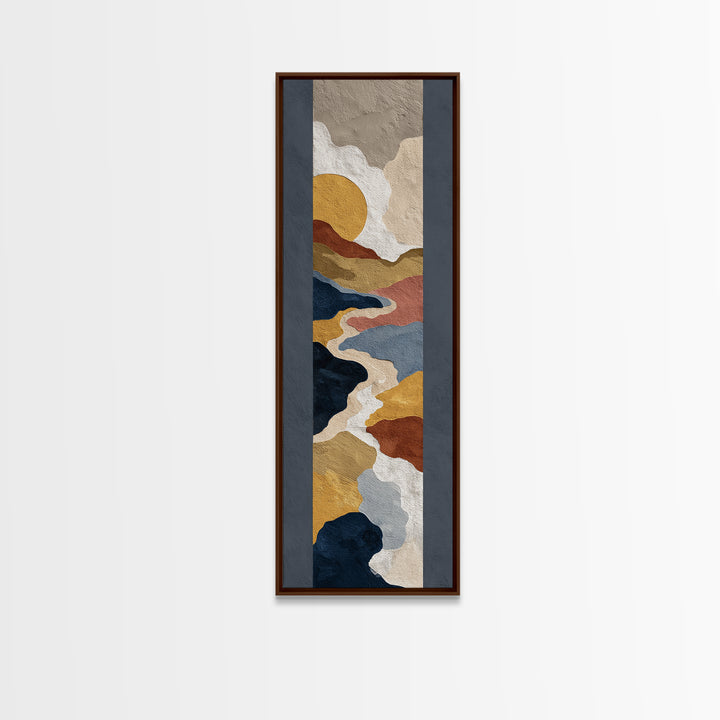 Large Sun and Hill Shapes Canvas Print, Midcentury Modern Art, Poster, Living Room Decor, Retro, Art Deco, Original Art, MMA-1x3-17