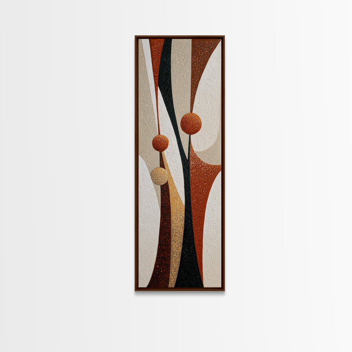 Minimal Mountain Scene Framed Canvas Print, Midcentury Modern Art, Neutral Decor, Living Room Decor, Oil Painting, Retro, MMA-1x3-75