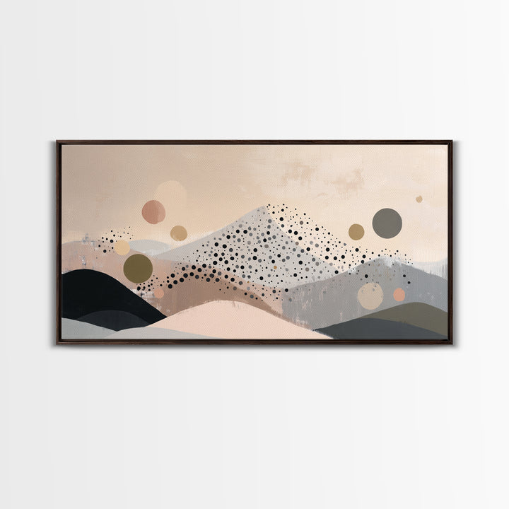 Minimal Mountain Scene Framed Canvas Print, Midcentury Modern Art, Abstract Wall Art, Living Room Decor, Watercolor Art, Retro, MMA-2x1-11